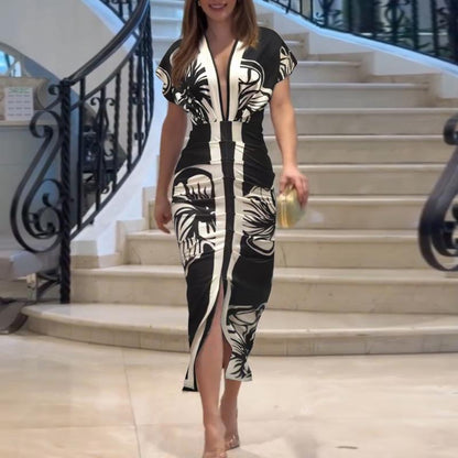 LUCIANA™ – Robe mi-longue élégante et décontractée à manches courtes