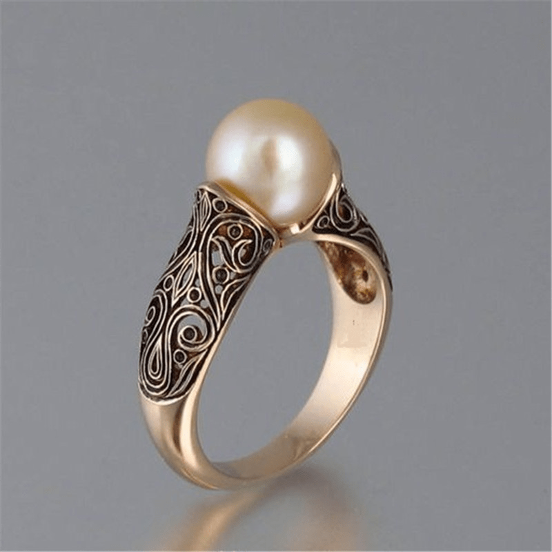 ABBY™- Bague vintage dorée avec perle