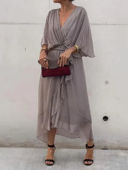Avalon | Silk Mousseline Dress with V-Neckline