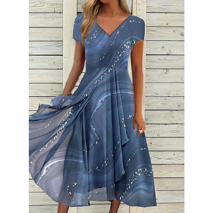 LYANNA™ - Robe midi fluide à col en V