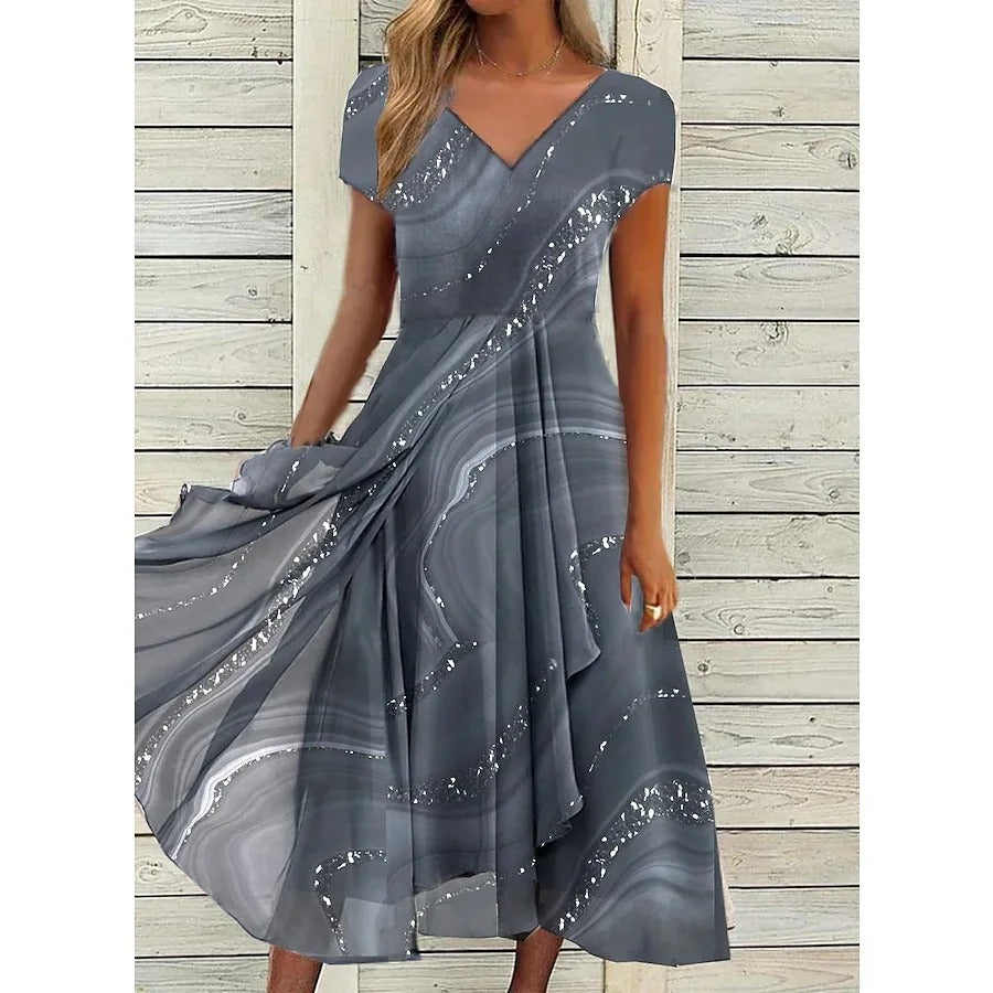 LYANNA™ - Robe midi fluide à col en V
