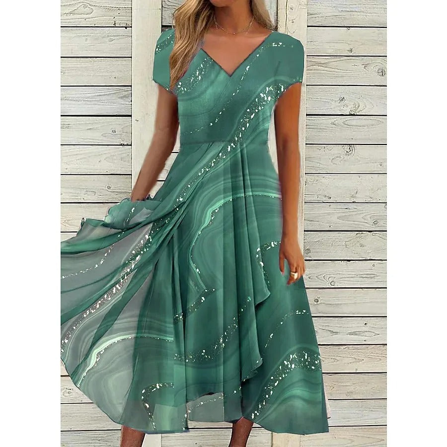 LYANNA™ - Robe midi fluide à col en V