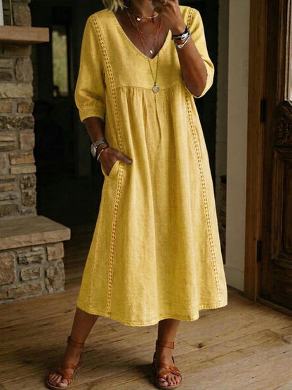 Sophie | Robe ample en lin et coton avec dentelle