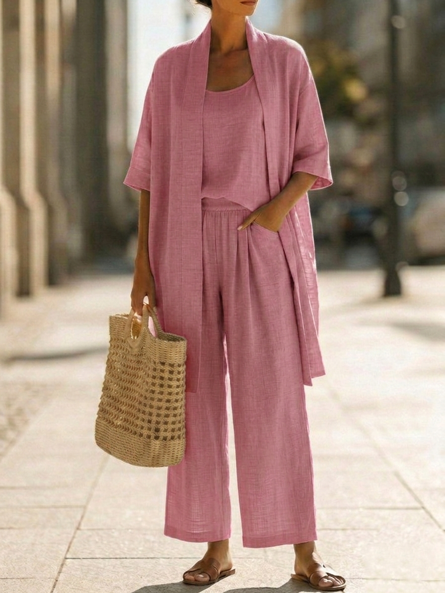 Monica™ | Ensemble Trois Pièces Lin Doux