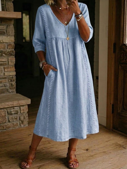 Sophie | Robe ample en lin et coton avec dentelle