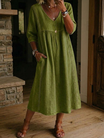 Sophie | Robe ample en lin et coton avec dentelle