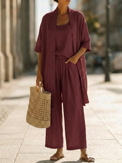 Monica™ | Ensemble Trois Pièces Lin Doux