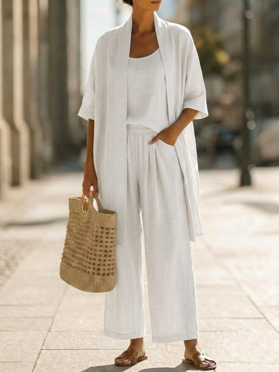 Monica™ | Ensemble Trois Pièces Lin Doux