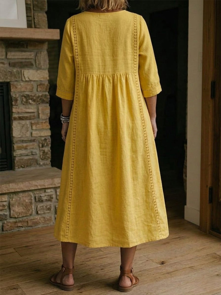 Sophie | Robe ample en lin et coton avec dentelle