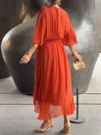 Avalon | Silk Mousseline Dress with V-Neckline